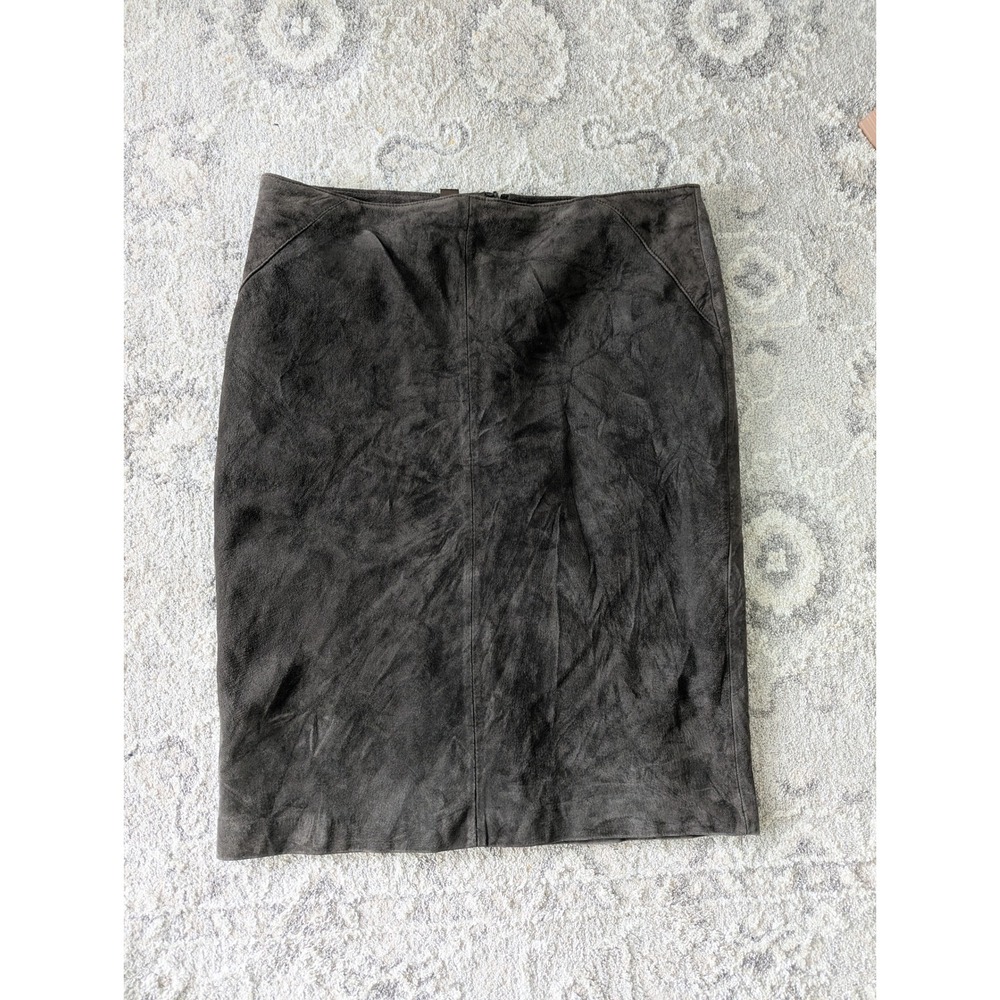 Danier Womens Brown Genuine Suede Leather Pencil Skirt Size 12 Adjustable Slit